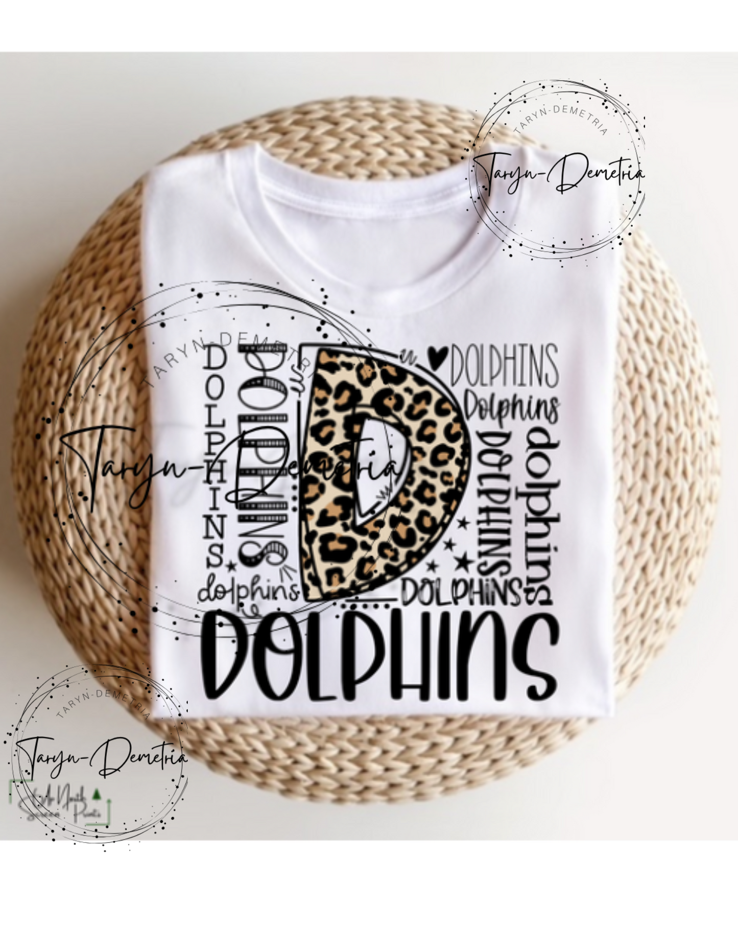 Dolphins Typography Leopard-T-shirt (white)