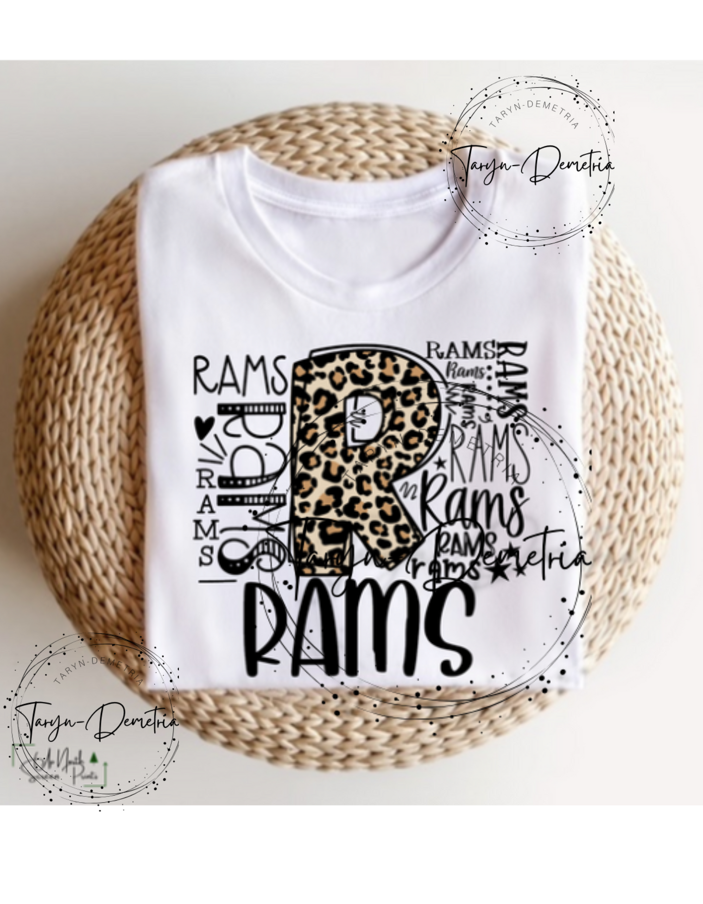 Rams Typography Leopard-T-shirt (white)