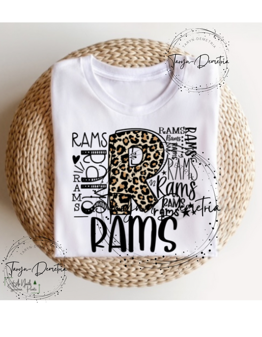 Rams Typography Leopard-T-shirt (white)