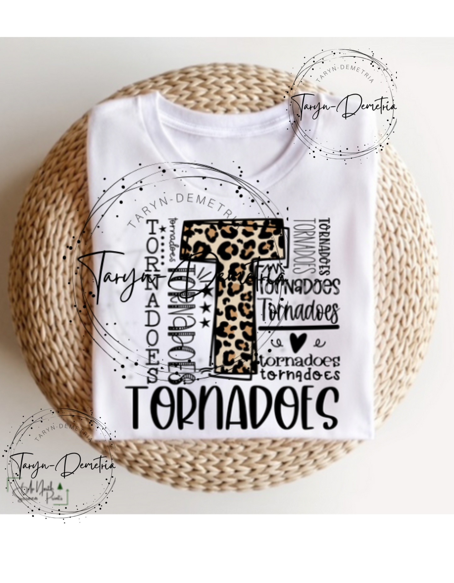 Tornadoes Typography Leopard-T-shirt (white)